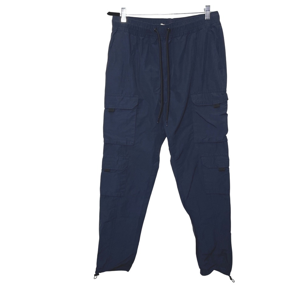 PacSun Cargo Pants Mens M Navy Blue Drawstring Bungee Hem Utility Streetwear